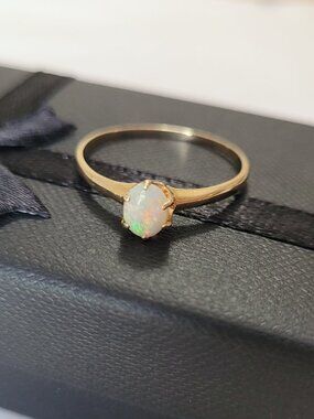 Vintage Gold Opal Ring 10k Womens October Birthstone Size 9 1/2
